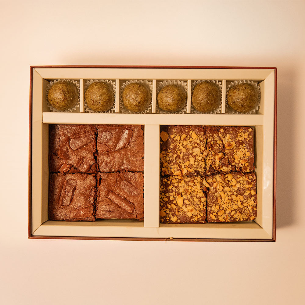 Hazelnut Brownies, Sea Salt Brownies and Matcha & Fig Truffles