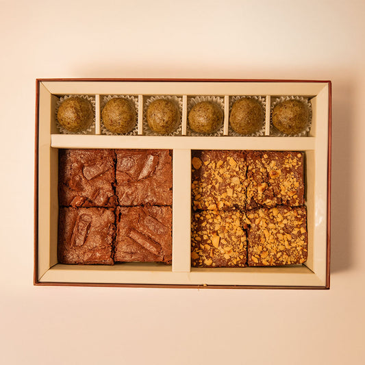 Hazelnut Brownies, Sea Salt Brownies and Matcha & Fig Truffles