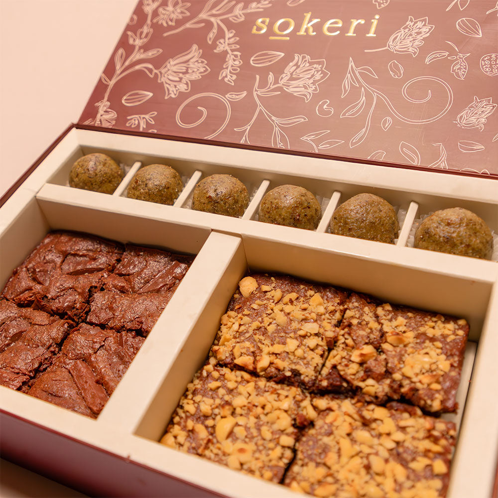 Hazelnut Brownies, Sea Salt Brownies and Matcha & Fig Truffles