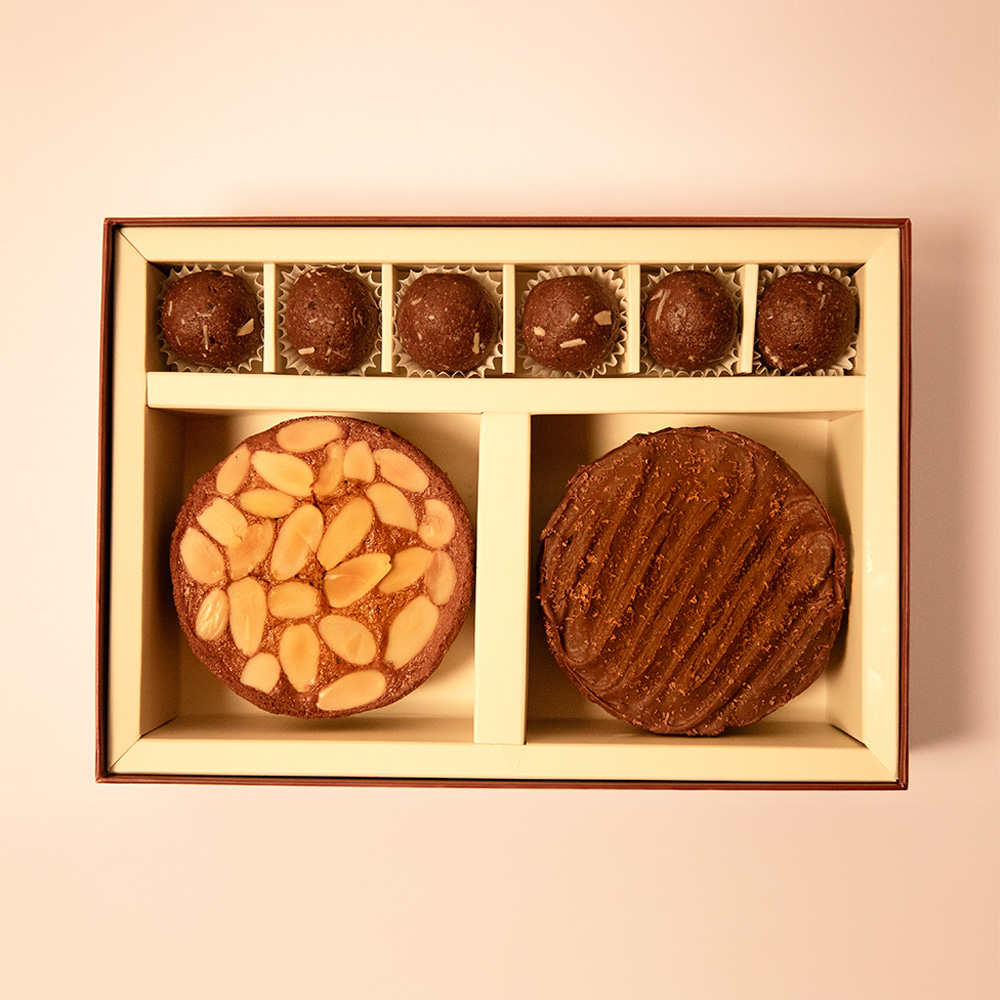 Orange Almond Cake, Strawberry & Chocolate Almond Cake and Almond Cacao Truffles