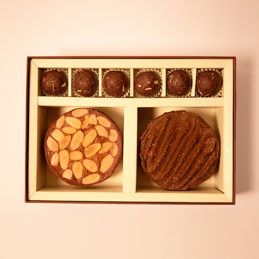 Orange Almond Cake, Strawberry & Chocolate Almond Cake and Almond Cacao Truffles