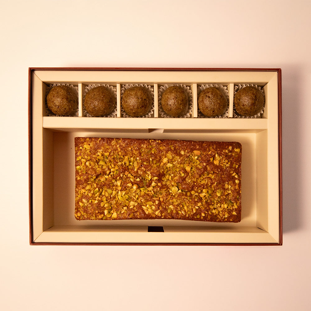Pistachio Cake and Matcha & Fig Truffles