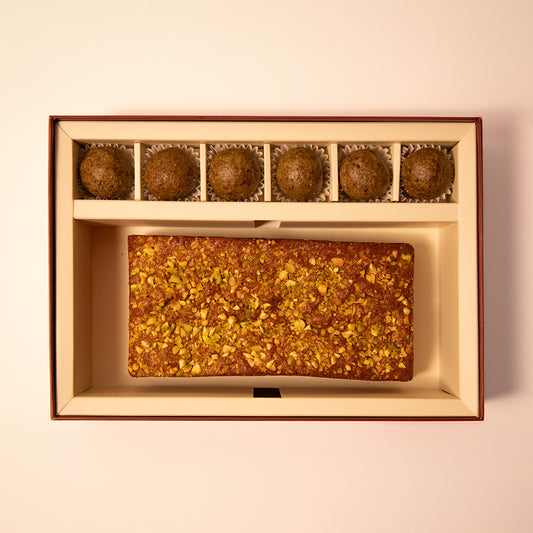 Pistachio Cake and Matcha & Fig Truffles