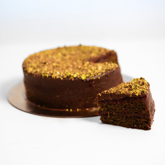 Raspberry Chocolate & Pistachio Cake